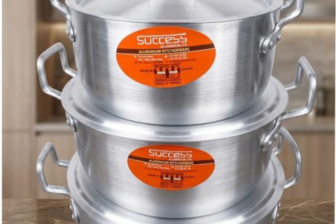 Heavy-Duty Aluminium Cooking Pot with Lids – 3 Pcs