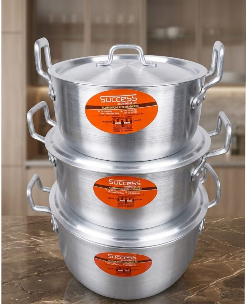 Heavy-Duty Aluminium Cooking Pot with Lids – 3 Pcs