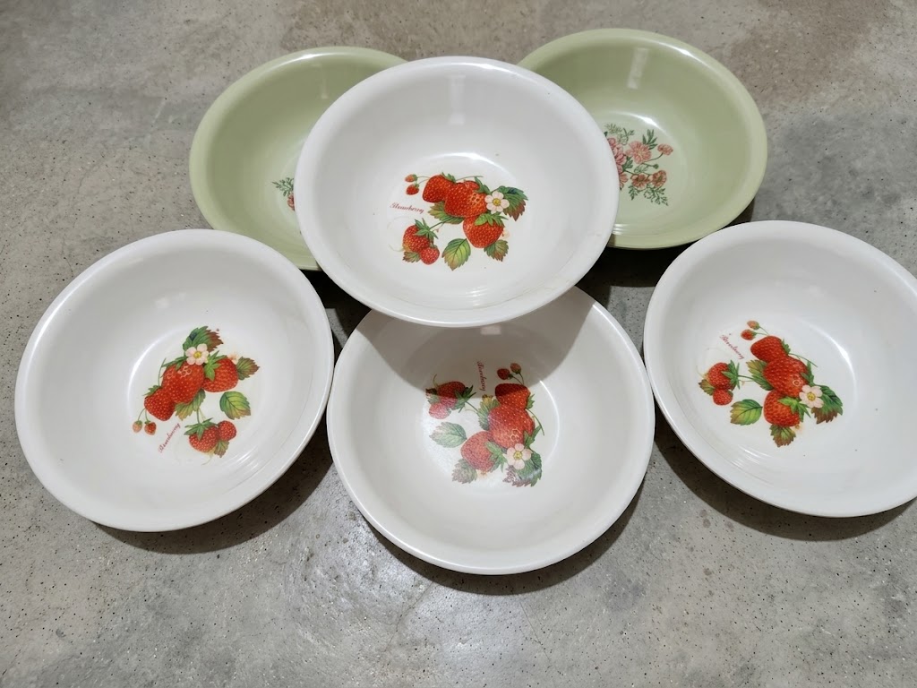 6-Piece Floral Strawberry Melamine Bowl Set (Sold in Pairs or Full Set)